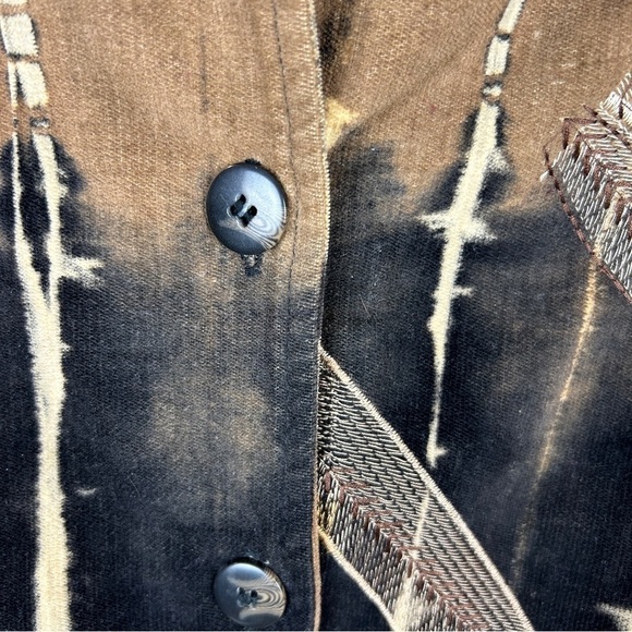 Vintage Conrad C Western Aztec Cotton Embroidered Jacket Size 12 Black Brown - Picture 6 of 13